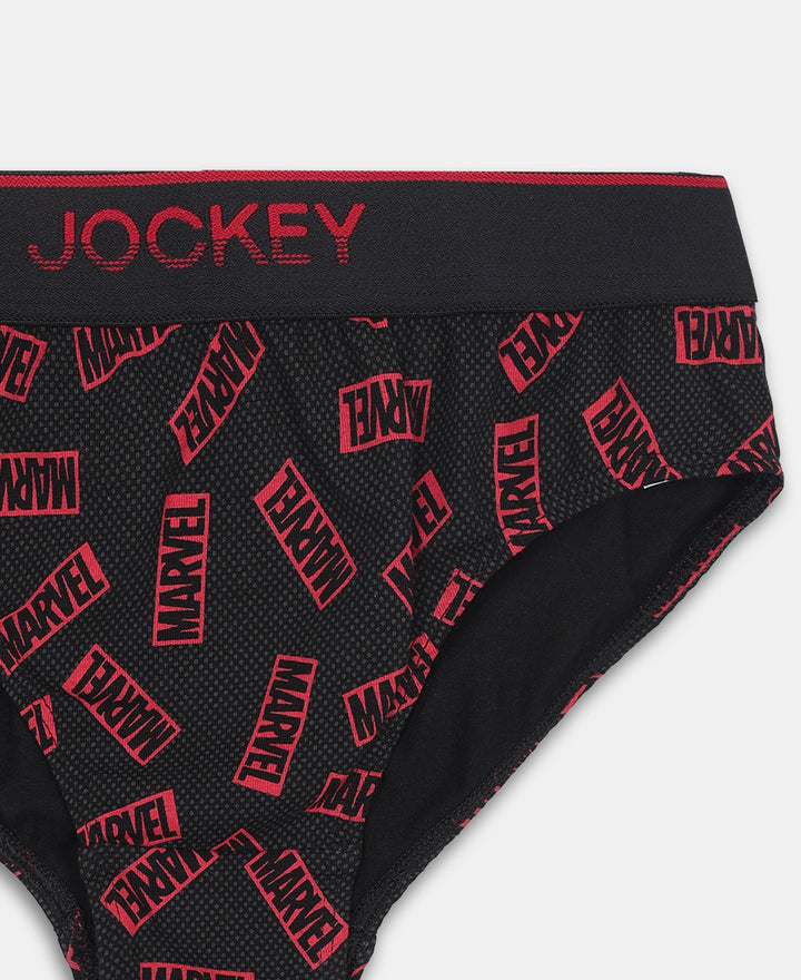 Marvel Avengers Super Combed Cotton Elastane Stretch Printed Brief with Ultrasoft Waistband - Monument & Black (Pack of 2)