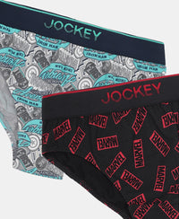 Marvel Avengers Super Combed Cotton Elastane Stretch Printed Brief with Ultrasoft Waistband - Monument & Black (Pack of 2)