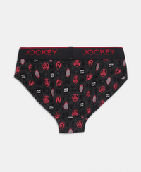 Marvel Avengers Ironman Super Combed Cotton Elastane Stretch Printed Brief with Ultrasoft Waistband - Black & Chilli Pepper (Pack of 2)