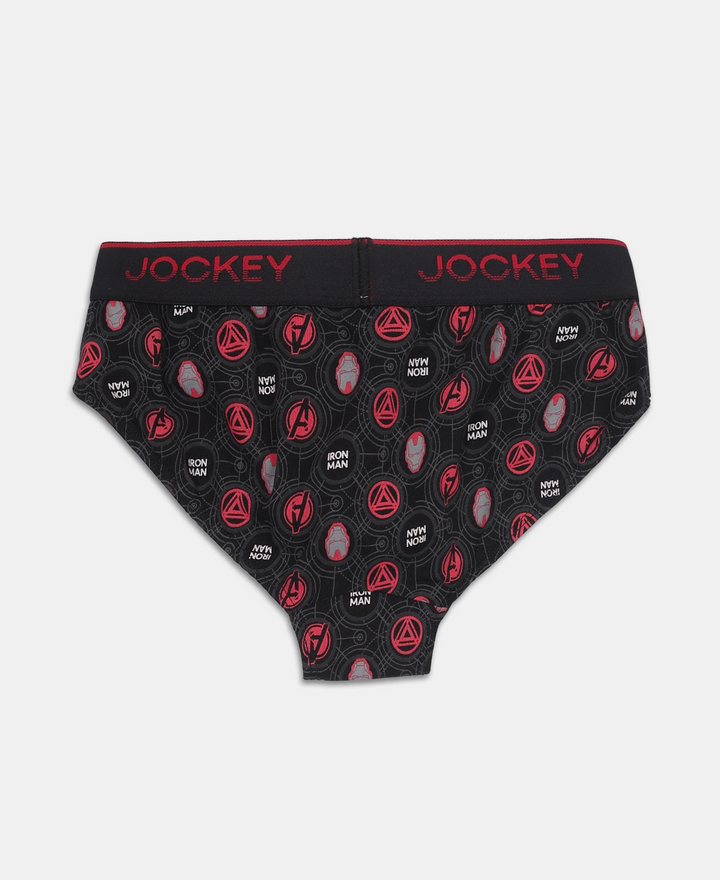 Marvel Avengers Ironman Super Combed Cotton Elastane Stretch Printed Brief with Ultrasoft Waistband - Black & Chilli Pepper (Pack of 2)