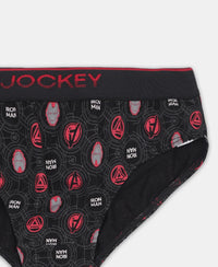Marvel Avengers Ironman Super Combed Cotton Elastane Stretch Printed Brief with Ultrasoft Waistband - Black & Chilli Pepper (Pack of 2)