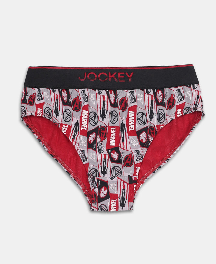 Marvel Avengers Ironman Super Combed Cotton Elastane Stretch Printed Brief with Ultrasoft Waistband - Black & Chilli Pepper (Pack of 2)