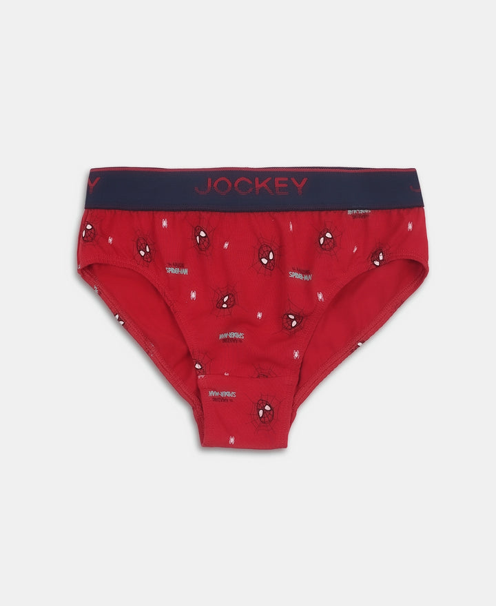 Marvel Spiderman Super Combed Cotton Elastane Stretch Printed Brief with Ultrasoft Waistband - Navy & Chilli Pepper (Pack of 2)