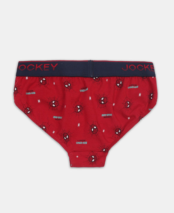 Marvel Spiderman Super Combed Cotton Elastane Stretch Printed Brief with Ultrasoft Waistband - Navy & Chilli Pepper (Pack of 2)