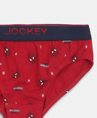 Marvel Spiderman Super Combed Cotton Elastane Stretch Printed Brief with Ultrasoft Waistband - Navy & Chilli Pepper (Pack of 2)