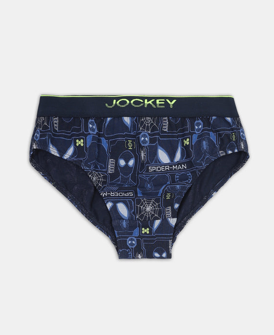 Marvel Spiderman Super Combed Cotton Elastane Stretch Printed Brief with Ultrasoft Waistband - Navy & Chilli Pepper (Pack of 2)