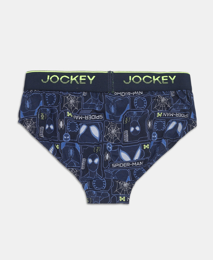 Marvel Spiderman Super Combed Cotton Elastane Stretch Printed Brief with Ultrasoft Waistband - Navy & Chilli Pepper (Pack of 2)