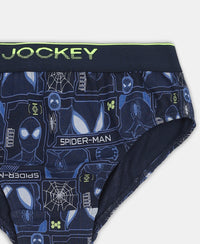 Marvel Spiderman Super Combed Cotton Elastane Stretch Printed Brief with Ultrasoft Waistband - Navy & Chilli Pepper (Pack of 2)