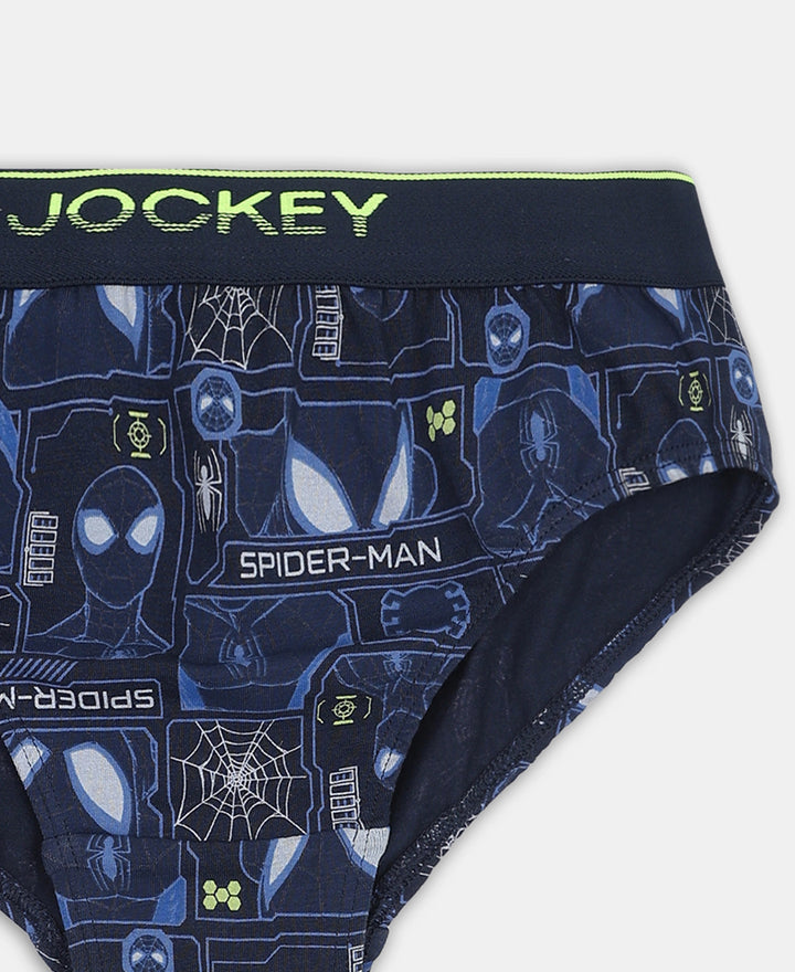 Marvel Spiderman Super Combed Cotton Elastane Stretch Printed Brief with Ultrasoft Waistband - Navy & Chilli Pepper (Pack of 2)