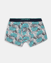Marvel Avengers Super Combed Cotton Elastane Stretch Printed Trunk with Ultrasoft Waistband - Monument & Black (Pack of 2)