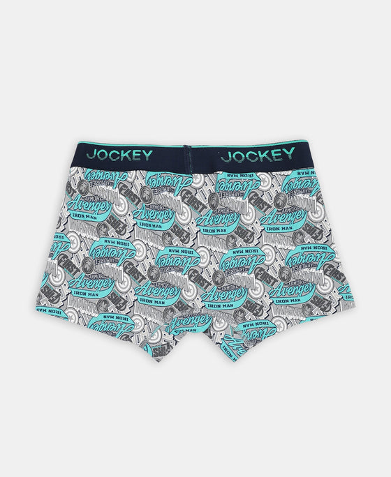 Marvel Avengers Super Combed Cotton Elastane Stretch Printed Trunk with Ultrasoft Waistband - Monument & Black (Pack of 2)