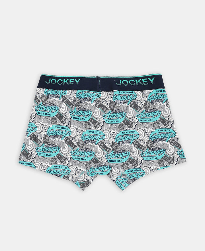 Marvel Avengers Super Combed Cotton Elastane Stretch Printed Trunk with Ultrasoft Waistband - Monument & Black (Pack of 2)