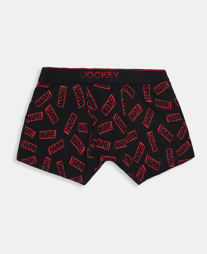Marvel Avengers Super Combed Cotton Elastane Stretch Printed Trunk with Ultrasoft Waistband - Monument & Black (Pack of 2)