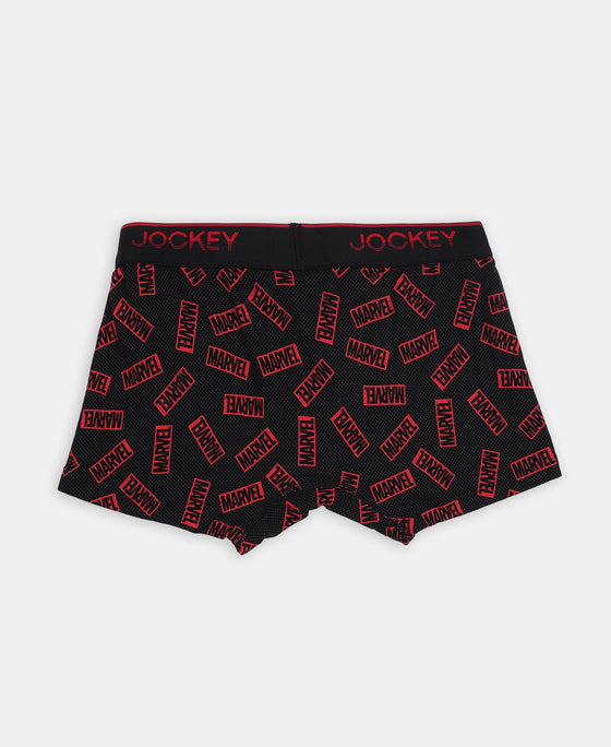 Marvel Avengers Super Combed Cotton Elastane Stretch Printed Trunk with Ultrasoft Waistband - Monument & Black (Pack of 2)