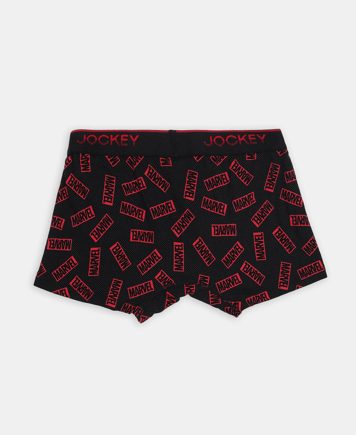 Marvel Avengers Super Combed Cotton Elastane Stretch Printed Trunk with Ultrasoft Waistband - Monument & Black (Pack of 2)