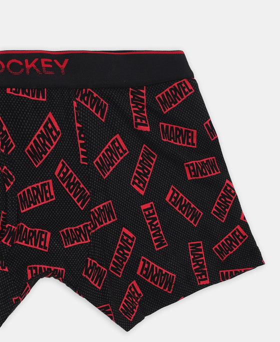 Marvel Avengers Super Combed Cotton Elastane Stretch Printed Trunk with Ultrasoft Waistband - Monument & Black (Pack of 2)
