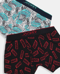 Marvel Avengers Super Combed Cotton Elastane Stretch Printed Trunk with Ultrasoft Waistband - Monument & Black (Pack of 2)