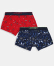 Marvel Spiderman Super Combed Cotton Elastane Stretch Printed Trunk with Ultrasoft Waistband - Navy & Chilli Pepper (Pack of 2)