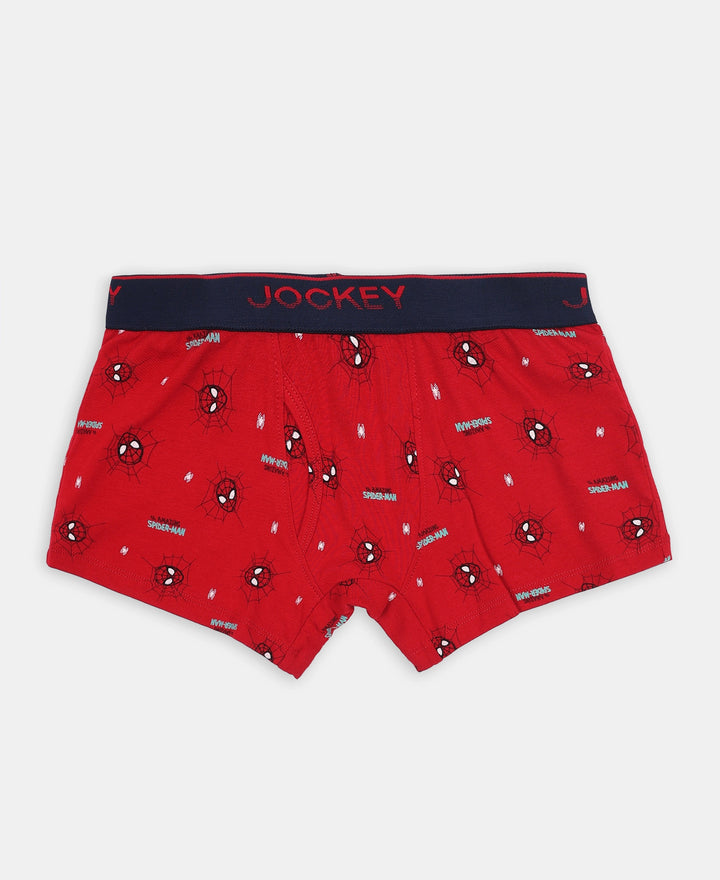 Marvel Spiderman Super Combed Cotton Elastane Stretch Printed Trunk with Ultrasoft Waistband - Navy & Chilli Pepper (Pack of 2)