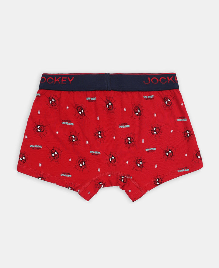 Marvel Spiderman Super Combed Cotton Elastane Stretch Printed Trunk with Ultrasoft Waistband - Navy & Chilli Pepper (Pack of 2)
