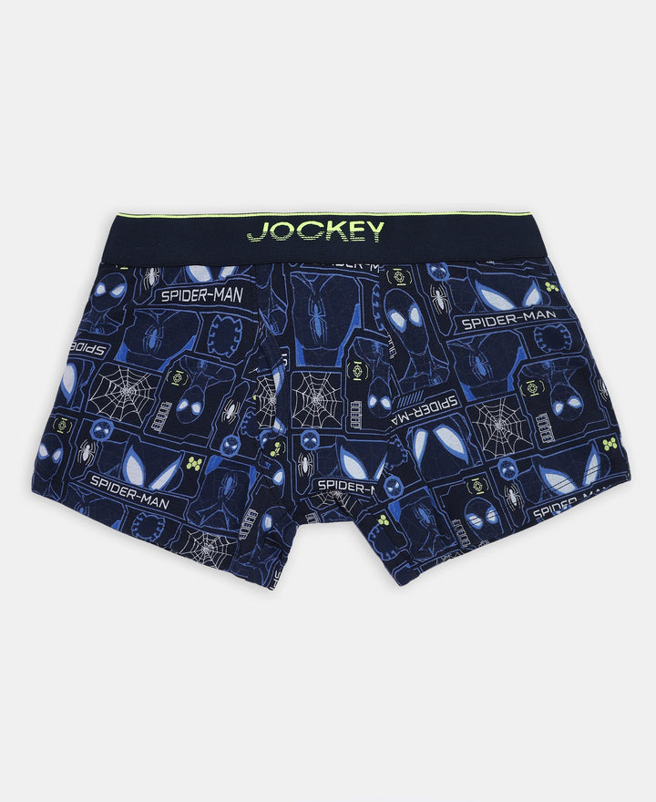 Marvel Spiderman Super Combed Cotton Elastane Stretch Printed Trunk with Ultrasoft Waistband - Navy & Chilli Pepper (Pack of 2)