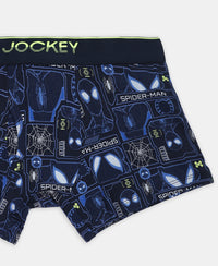 Marvel Spiderman Super Combed Cotton Elastane Stretch Printed Trunk with Ultrasoft Waistband - Navy & Chilli Pepper (Pack of 2)
