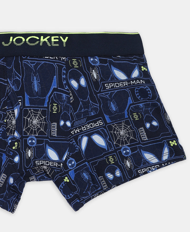 Marvel Spiderman Super Combed Cotton Elastane Stretch Printed Trunk with Ultrasoft Waistband - Navy & Chilli Pepper (Pack of 2)