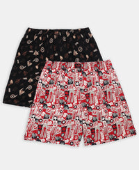 Marvel Avengers Super Combed Cotton Printed Boxer Shorts with Side Pockets - Chilli Pepper & Black (Pack of 2)