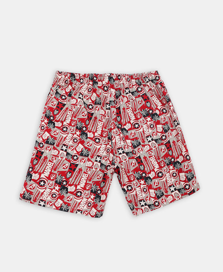Marvel Avengers Super Combed Cotton Printed Boxer Shorts with Side Pockets - Chilli Pepper & Black (Pack of 2)