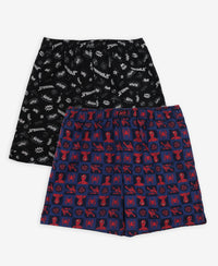 Marvel Avengers Super Combed Cotton Printed Boxer Shorts with Side Pockets - Navy & Black (Pack of 2)