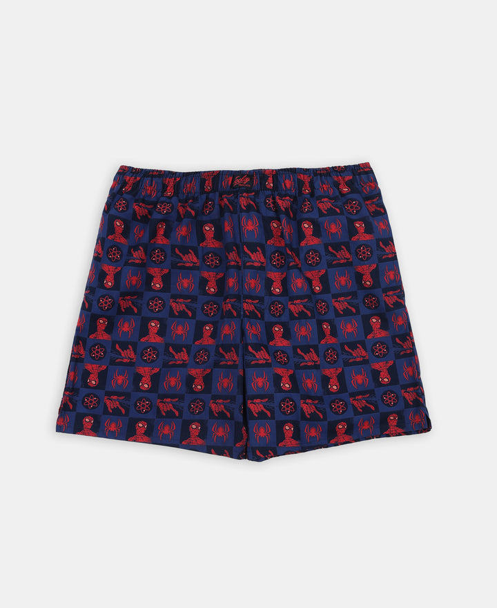 Marvel Avengers Super Combed Cotton Printed Boxer Shorts with Side Pockets - Navy & Black (Pack of 2)