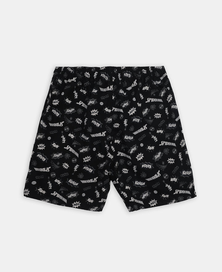 Marvel Avengers Super Combed Cotton Printed Boxer Shorts with Side Pockets - Navy & Black (Pack of 2)