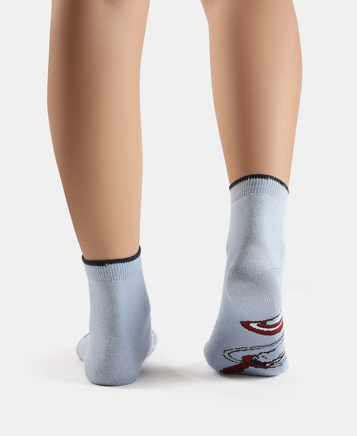 Marvel Avengers Compact Cotton Terry Ankle Length Socks with StayFresh Treatment - Softchambray & Sundried Tomato (Pack of 2)