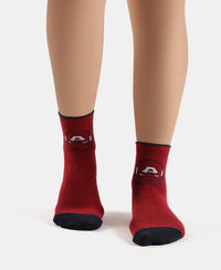 Marvel Avengers Compact Cotton Terry Ankle Length Socks with StayFresh Treatment - Softchambray & Sundried Tomato (Pack of 2)