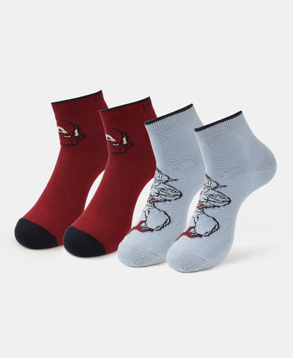 Marvel Avengers Compact Cotton Stretch Ankle Length Socks with StayFresh Treatment - Softchambray & Sundried Tomato (Pack of 2)