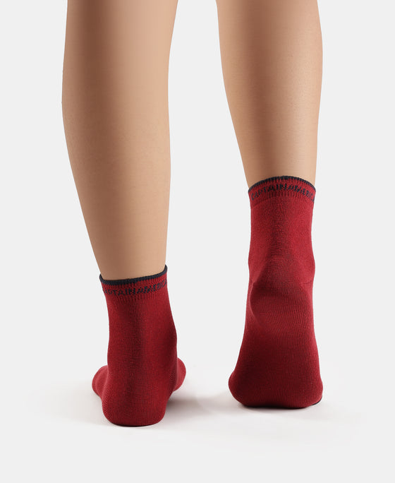 Marvel Avengers Compact Cotton Terry Ankle Length Socks with StayFresh Treatment - Softchambray & Sundried Tomato (Pack of 2)