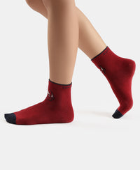 Marvel Avengers Compact Cotton Terry Ankle Length Socks with StayFresh Treatment - Softchambray & Sundried Tomato (Pack of 2)