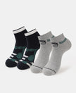 Marvel Avengers Compact Cotton Terry Ankle Length Socks with StayFresh Treatment - Light Grey Melange & Navy (Pack of 2)