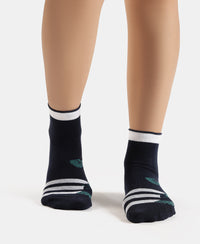 Marvel Avengers Compact Cotton Terry Ankle Length Socks with StayFresh Treatment - Light Grey Melange & Navy (Pack of 2)