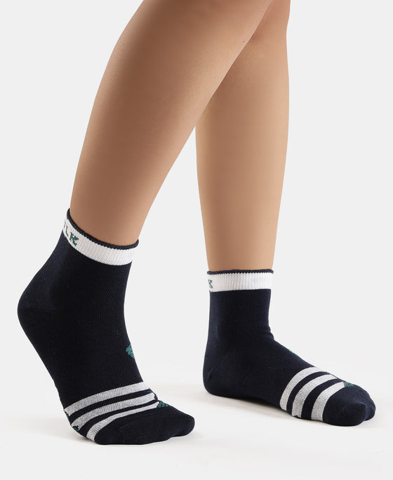 Marvel Avengers Compact Cotton Terry Ankle Length Socks with StayFresh Treatment - Light Grey Melange & Navy (Pack of 2)