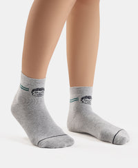 Marvel Avengers Compact Cotton Terry Ankle Length Socks with StayFresh Treatment - Light Grey Melange & Navy (Pack of 2)
