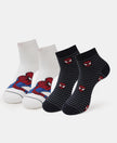 Marvel Avengers Compact Cotton Terry Ankle Length Socks with StayFresh Treatment - White & Navy (Pack of 2)