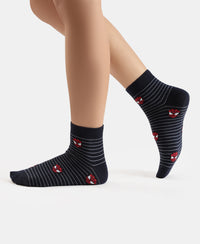 Marvel Avengers Compact Cotton Terry Ankle Length Socks with StayFresh Treatment - White & Navy (Pack of 2)
