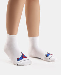 Marvel Avengers Compact Cotton Terry Ankle Length Socks with StayFresh Treatment - White & Navy (Pack of 2)