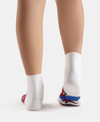 Marvel Avengers Compact Cotton Terry Ankle Length Socks with StayFresh Treatment - White & Navy (Pack of 2)