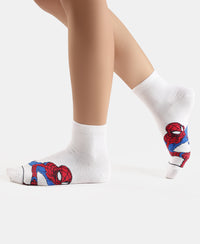 Marvel Avengers Compact Cotton Terry Ankle Length Socks with StayFresh Treatment - White & Navy (Pack of 2)