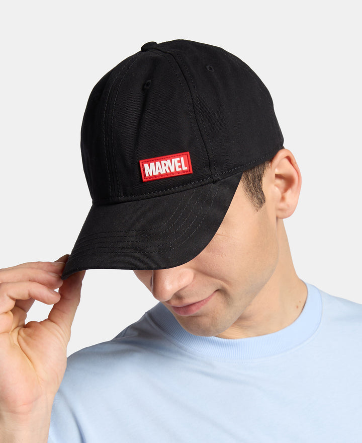 Marvel Super Combed Cotton Printed Cap with Adjustable Closure - Black