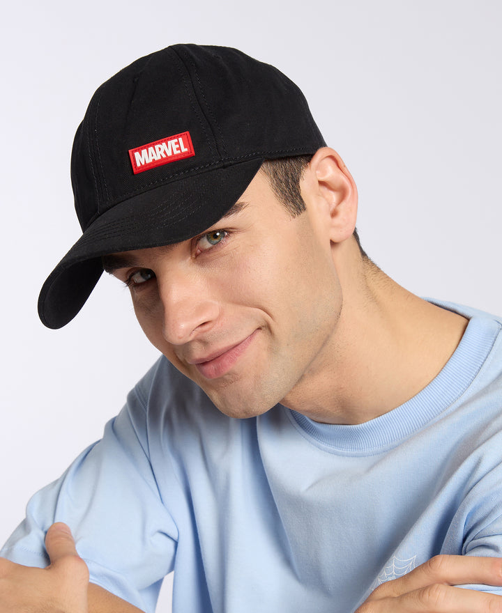 Marvel Super Combed Cotton Printed Cap with Adjustable Closure - Black