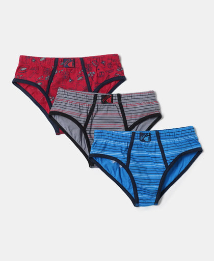 Super Combed Cotton Printed Brief with Ultrasoft Waistband - Assorted (Pack of 3)