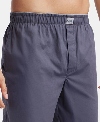Super Combed Mercerized Cotton Woven Fabric Boxer Shorts- Graphite